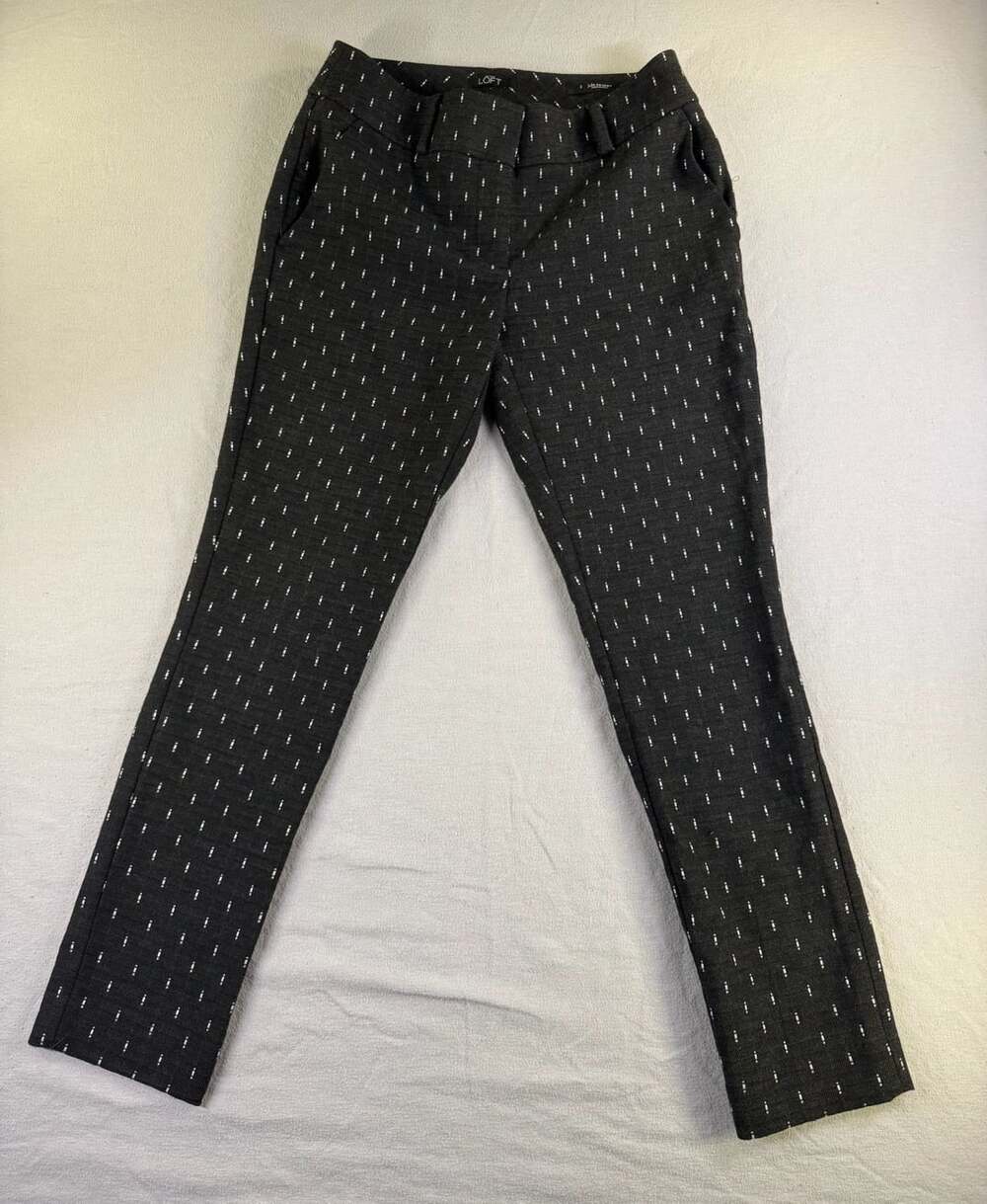 Ann Taylor Loft Julie Skinny Size 2 Gray White Pattern Pants